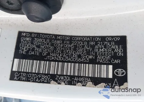 2010 Toyota Prius Iii from USA, damaged, VIN JTDKN3DU3A0058453